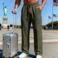 Pantalon droit pour homme à taille élastique avec cordon de serrage