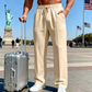 Pantalon droit pour homme à taille élastique avec cordon de serrage