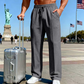 Pantalon droit pour homme à taille élastique avec cordon de serrage
