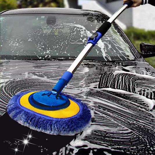 🔥⏰🚗 PROMO LIMITÉE -50% ! Balai Télescopique en Aluminium pour Lavage Auto – Microfibre Douce, Longueur Réglable 115 cm (Vert/Bleu)