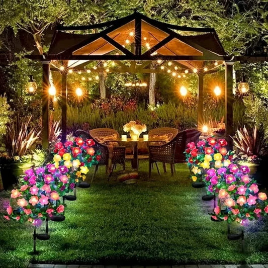 💐☀️🏡 PROMO -50% ! Lumière Solaire sur Piquet "Fleur d'Azalée" – Étanche, Auto-On/Off, 2 Modes (70 cm)