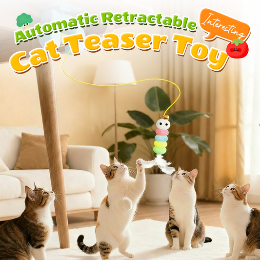 🐱🪀🪶 PROMO LIMITÉE -50% ! Jouet pour Chat Rétractable Automatique – Mouvement Aléatoire, USB Rechargeable (Rose/Bleu)