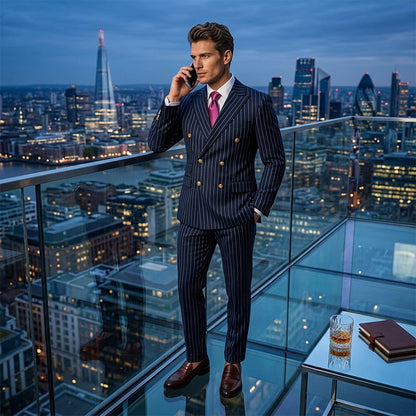 👔🔥 PROMO -50% + Livraison Gratuite ! Costume Homme Double Boutonnage à Rayures – Coupe Slim, 4 Couleurs & Taille S-XXL