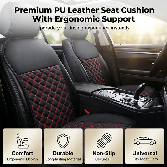 🪑🚗💺 PROMO -50% ! Coussin de Siège Auto en Cuir PU – Imperméable, Antidérapant & Confortable (4 Modèles, Ajustement Universel)