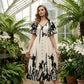 👗 50% de réduction+Livraison gratuite✨Robe midi élégante à col en V et imprimé botanique