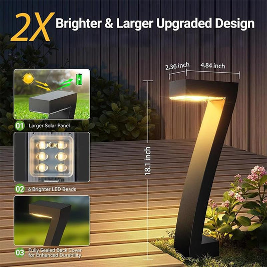 ⏳🏡💡 REMISE LIMITÉE -50% ! Lampadaires Solaires Créatifs en Forme de 7 – Étanches IP65, 6 LEDs & 12h Autonomie (Lot de 4, Noir)