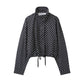 🌺💐 VENTE FLASH PRINTEMPS -50% ! Veste Courte Femme à Pois – Col Montant, Tissu Léger, Tailles XS-L, Blanc/Noir/Marron