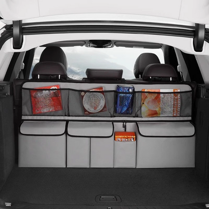 🚗 -50% MAINTENANT ! 📦 Sac de Rangement Suspendu pour Coffre – Gain de place, solide & installation facile – Idéal pour coffres et SUV 🛠️