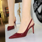 ✨👠 PROMO -50% + LIVRAISON GRATUITE ! Escarpins à Talons Aiguilles en Cuir Verni – Bout Pointu & Bride Arrière (Nu/Kaki/Bourgogne/Noir, 34-40)