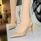 ✨👠 PROMO -50% + LIVRAISON GRATUITE ! Escarpins à Talons Aiguilles en Cuir Verni – Bout Pointu & Bride Arrière (Nu/Kaki/Bourgogne/Noir, 34-40)