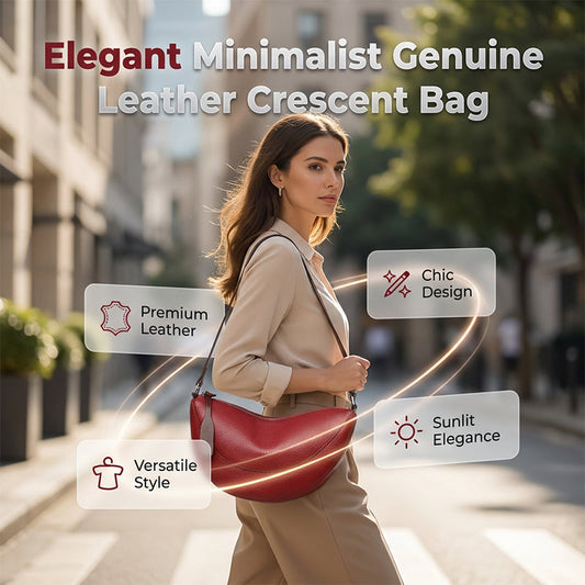 Sac Croissant Minimaliste en Cuir Véritable