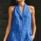Ensemble de Détente 2 Pièces – Haut Sans Manches & Pantalon Large, Tissu Respirant (Bleu/Blanc, S-5XL)