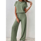 Ensemble haut en maille côtelée et pantalon large pour femme