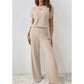 Ensemble haut en maille côtelée et pantalon large pour femme
