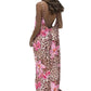 Robe longue d'été à bretelles fines et dos nu pour femme