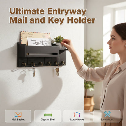 📢📢50% OFF !! ⏰Porte-courrier et porte-clés mural avec étagère