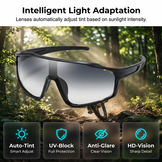 🌟🕶️ NOUVEAUTÉS 2026 – PROMO -50% ! Lunettes de Sport Photochromiques Extérieur – Verres Adaptatifs, Vision Panoramique, Antidérapantes (Gris/Noir, Lot 1/2/3)
