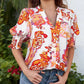 🌺👗 PROMO -50% ! Chemisier Floral à Manches Bouffantes & Col en V pour Femmes – Tissu Doux, 3 Motifs Multicolores (S-2XL)