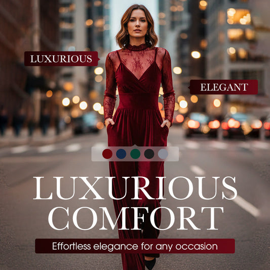 Ensemble 2 pièces - Combinaison en velours et haut en dentelle