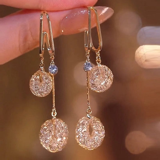 💎✨🔥 50% OFF – Artificial Crystal Tassel Earrings (Drop Style) | Face-Flattering Length, Anti-Tarnish, Dress Up or Down