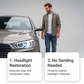 🚗 ACHETEZ 2, OBTENEZ 1 GRATUIT! 💡 Kit Professionnel de Restauration Phares Voiture – 2 Étapes Faciles, Protection UV, Inclut Polissage & Vernis, Rendement Lumière Optimal ✨