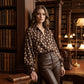 Chemise à pois pour femme avec boutons