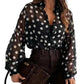 Chemise à pois pour femme avec boutons