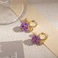 💎👂Boucles d'Oreilles Vintage Dorées – Boule de Cristal Violette, Placage Or & Pendentif Sculpté (Créoles à Clip)