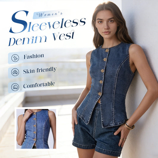 Gilet en Jean Stretch Sans Manches pour Femme