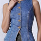 Women's Sleeveless Stretch Denim Vest