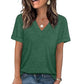 👕✨🌸T-shirt Décontracté à Manches Courtes et Col en V pour Femme – Tissu Polyester Premium, Coupe Détendue (8 Couleurs, S-2XL)