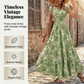 🍁 PROMO LIMITÉE 50% DE RÉDUCTION ! ✨ Robe Longue Femme – V, Imprimé Floral, Taille Froncée ✨