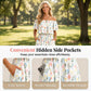 👗 57 % DE RÉDUCTION EN CE MOMENT ! 🌸 Robe longue à manches courtes et épaules dénudées – Imprimé floral, corsage à volants et poches dissimulées ✨