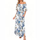 👗 57 % DE RÉDUCTION EN CE MOMENT ! 🌸 Robe longue à manches courtes et épaules dénudées – Imprimé floral, corsage à volants et poches dissimulées ✨