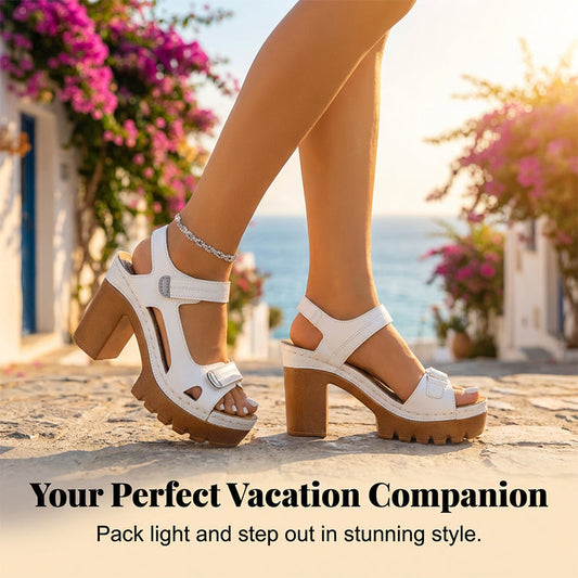 💐🌊🦶 PROMO -50% ! Sandales à Plateforme avec Boucles Velcro Réglables – Confort Optimal, Semelle Antidérapante (5 Couleurs, 35-43)