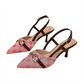 👠✨💃 OFFRE SPÉCIALE -50% ! Escarpins Bout Pointu avec Chaîne Métallique – Talon Aiguille, Bride Arrière & Imprimé Monogramme (Noir/Rose/Kaki/Vert/Bleu/Marron, 36-43)