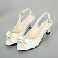 👡✨💃 OFFRE SPÉCIALE -50% ! Sandales Femme à Bout Ouvert – Talon Moyen Stable, Nœud Strass & Bride Réglable (Blanc/Beige/Noir, 35-42)