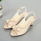 👡✨💃 OFFRE SPÉCIALE -50% ! Sandales Femme à Bout Ouvert – Talon Moyen Stable, Nœud Strass & Bride Réglable (Blanc/Beige/Noir, 35-42)