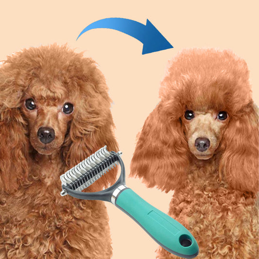 🐾✨🐶 OFFRE SPÉCIALE -50% ! Brosse de Toilettage Double Face pour Chiens & Chats – 2 Côtés, Manche Ergonomique (Orange/Vert)