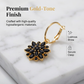 ⏳🖤🌸 PROMO -50% LIMITÉE ! Boucles d'Oreilles Pendantes Élégantes Fleur Noire – Finition Or, Léger & Confortable (Noir)