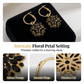 ⏳🖤🌸 PROMO -50% LIMITÉE ! Boucles d'Oreilles Pendantes Élégantes Fleur Noire – Finition Or, Léger & Confortable (Noir)