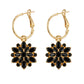 ⏳🖤🌸 PROMO -50% LIMITÉE ! Boucles d'Oreilles Pendantes Élégantes Fleur Noire – Finition Or, Léger & Confortable (Noir)