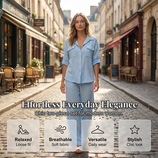 Ensemble 2 pièces pour femme : Chemise et Pantalon large