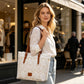 👜 Sac Fourre-Tout en Dentelle Blanche – Bretelles Réglables, Grand Compartiment & Fermeture Magnétique (Offre un porte-clés chat en cadeau