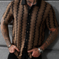 👔✨🍂 PROMO LIMITÉE -50% ! Chemise Homme Rétro Motif Géométrique Tricoté – Respirante, Col Contrasté (Blanc/Café, S-XXL)