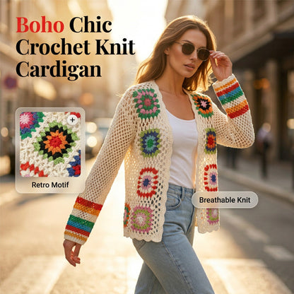 Top Crochet Manches Longues Évidé Rétro