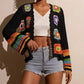 Top Crochet Manches Longues Évidé Rétro