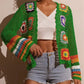 Top Crochet Manches Longues Évidé Rétro