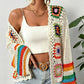 Top Crochet Manches Longues Évidé Rétro