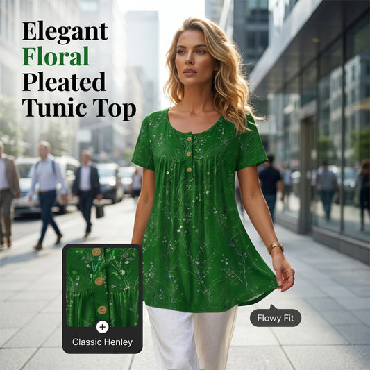 Tunique femme plissée à imprimé floral